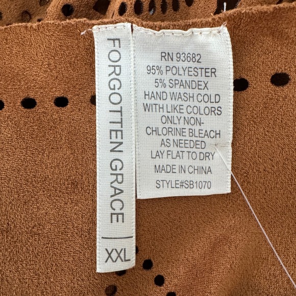 Forgotten Grace Faux Suede Duster Cardigane Size XXL Tan Lasercut Boho Festival - Picture 8 of 9